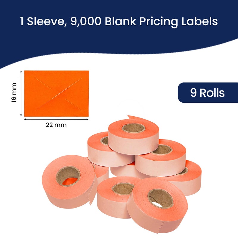 Perco Fluorescent Red Garvey 2216 Pricing Labels for Garvey 22-66/22-77/22-88 Two Line Pricing Gun - 9 Rolls, 1 Sleeve - 9,000 Pricemarking Labels and 1 Inker Included - Image 3